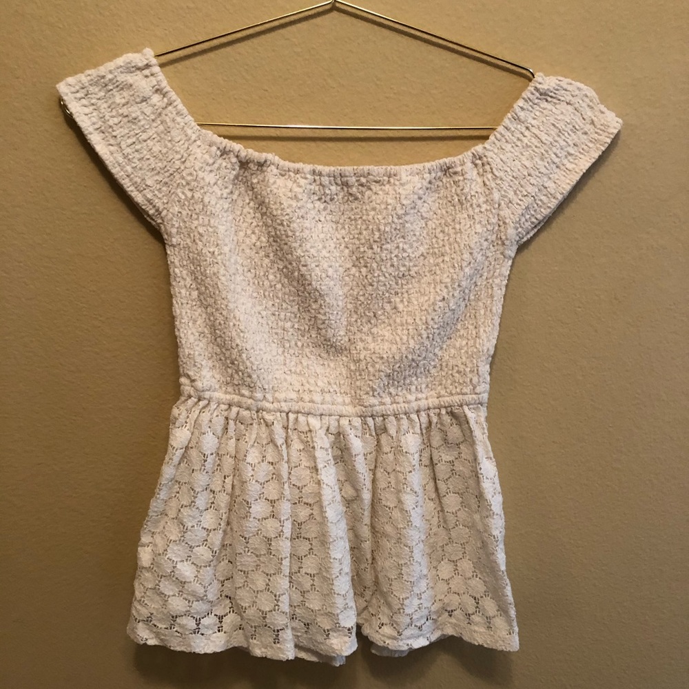 Hollister Off White Boat Neck Top Size S